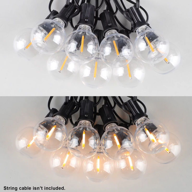 Genixgreen G40 LED-Kugelbirne warmweiß 2700K mit E12-Sockel, bruchsichere Kunststoff-Glühbirne für Solar-Lichterketten, transparent - Bild 4