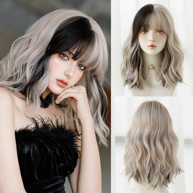 7JHH WIGS Perücke, schulterlange Wasserwellen, Aschgrau, Damen - Bild 1