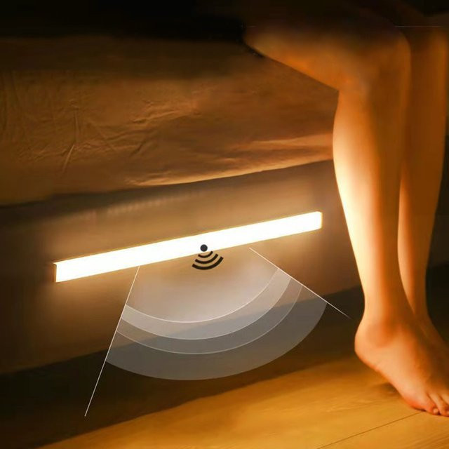 Runtowo LED-Bewegungsmelder-Licht in Weiß, kabellose wiederaufladbare Sensorlampe mit warmweißem Licht für Schlafzimmer, Küche und Treppenhaus zur Wandmontage - Bild 1