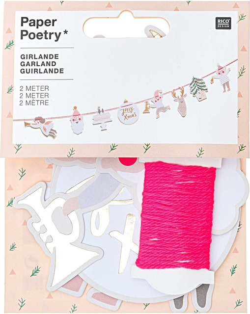 Rico Design Paper Poetry Girlande Jolly Christmas in Pastell aus Papier, Länge: 2 m - Bild 1