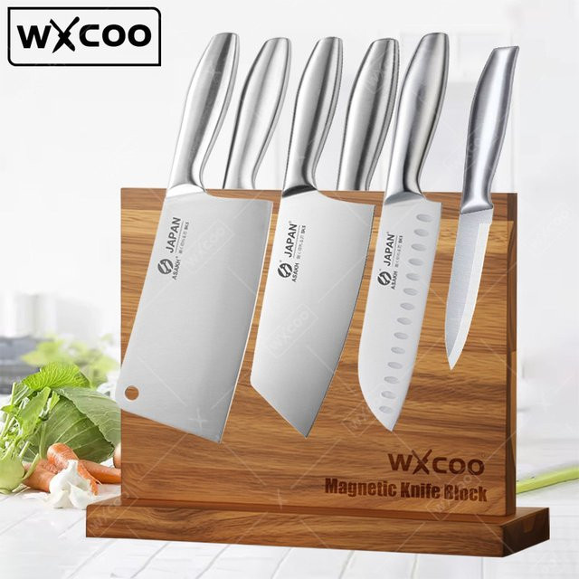 WXCOO Küchenmesser Set aus Edelstahl in Silber mit Fleischbeil und Block für professionelles Schneiden und Hacken - Bild 1