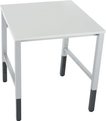 Schäfer Shop Pure Arbeitstisch AST31, manuell höhenverstellbar, Melaminplatte, 4-Fuß, Belastbarkeit bis 500 kg, Farbe: weißaluminium/lichtgrau, B/T/H: 75,0 x 80,0 x 80,0-103,0 cm - Bild 1