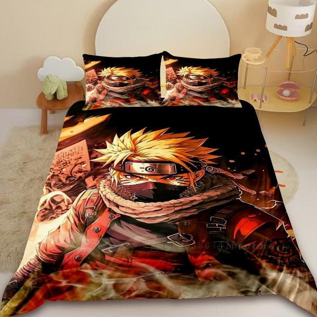 Naruto Bettwäsche-Set mit Uchiha Sasuke und Uzumaki Motiv, mehrfarbig, B/H: 135 x 200 cm - Bild 1