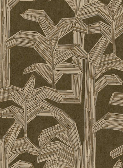 Arte International Wallpaper Kailua Charcoal – Waschbare Vlies Tapete mit floralem Art-Deco-Design in Grau, Braun und Beige - Bild 1