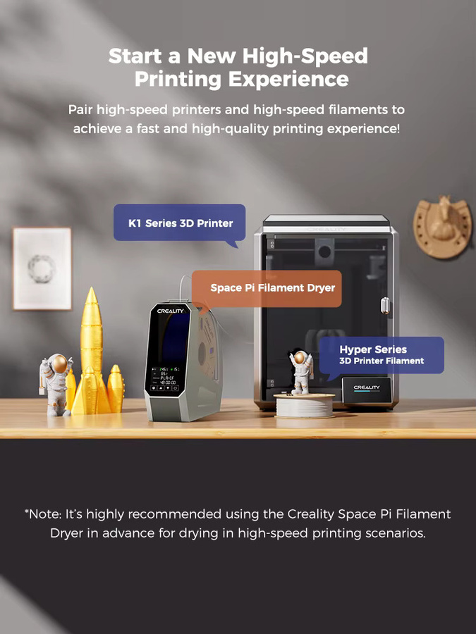 Creality Space Pi Filament-Trockner Plus mit 4L Kapazität für die gleichzeitige Trocknung von bis zu 4 Filamenten für 3D-Drucker mit 360 Grad Heißluft-Upgrade - Bild 3