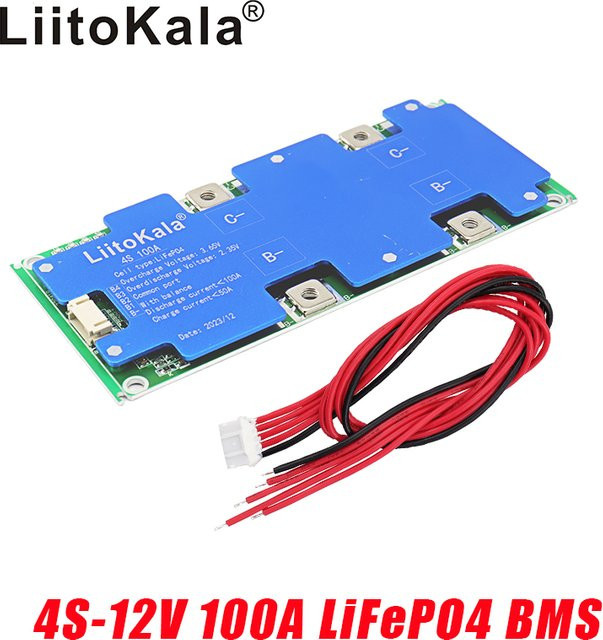 LiitoKala 4S 12V 100A BMS LiFePo4 Lithium-Eisenphosphat-Batterieschutzplatine in Blau - Bild 1