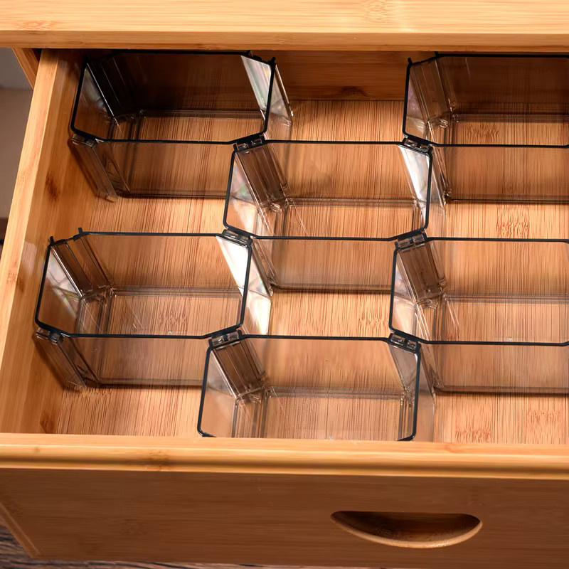 6-teiliges Schubladen Organizer Set aus Kunststoff, transparent, Schubladen Trenner für Haushalt und Desktop - Bild 3