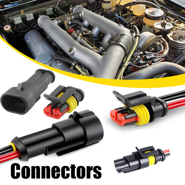 EOOPEE 2Pin Elektrischer Drahtstecker Männlich und Weiblich Wasserdicht für Auto Lkw und Motorrad in Schwarz - Bild 1