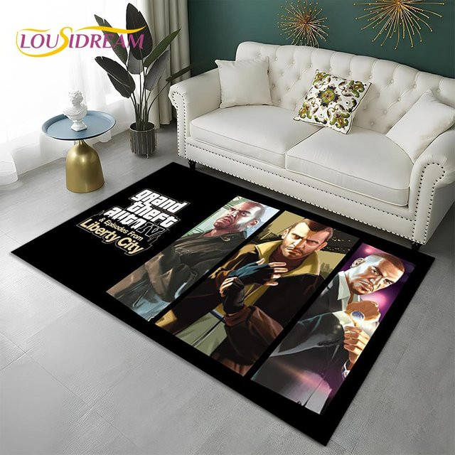 Karpetti Grand Theft Auto 3D Gamer Teppich, rutschfeste Bodenmatte aus Polyester für Wohnzimmer, Schlafzimmer oder Kinderzimmer, Mehrfarbig, Breite: 70 cm, Länge: 100 cm - Bild 1