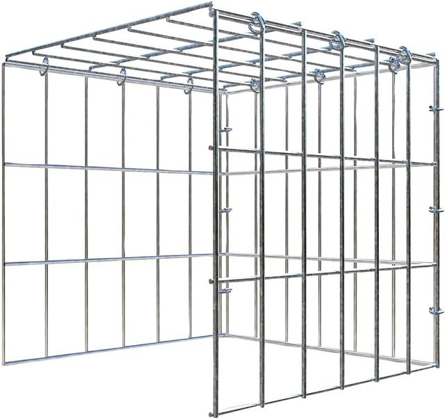 Gabiona C-Ring Anbaukorb Typ 4 in Silbergrau, B/T/H: 30 x 30 x 30 cm, Maschenweite 5 x 10 cm - Bild 1