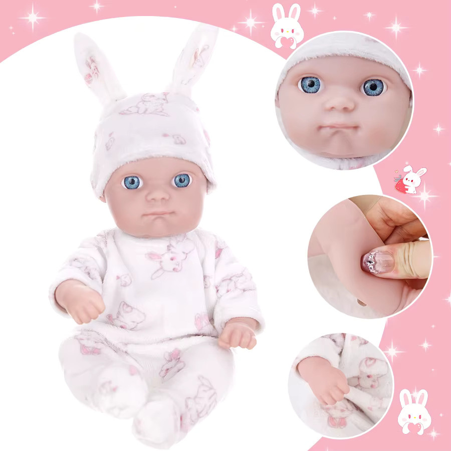 dearbei Hasenförmige Schlafanzug-Babypuppe, Reborn-Puppe, 20 cm, Rosa / Pink - Bild 2