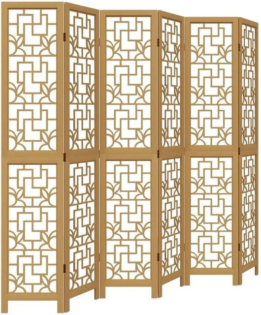 vidaXL Raumteiler aus Paulownia-Massivholz, 6-teilig, Braun, H: 210 cm x B: 200 cm x T: 35 cm (6 x 35 cm) - Bild 1
