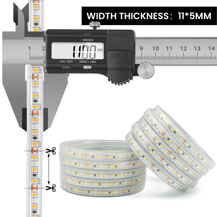 HEGEHE LED-Streifenlicht IP67 wasserdicht mit 120 LEDs/m, SMD 2835, CRI80, flexibles Silikon-Band für Garten und Außenbereich - Bild 5