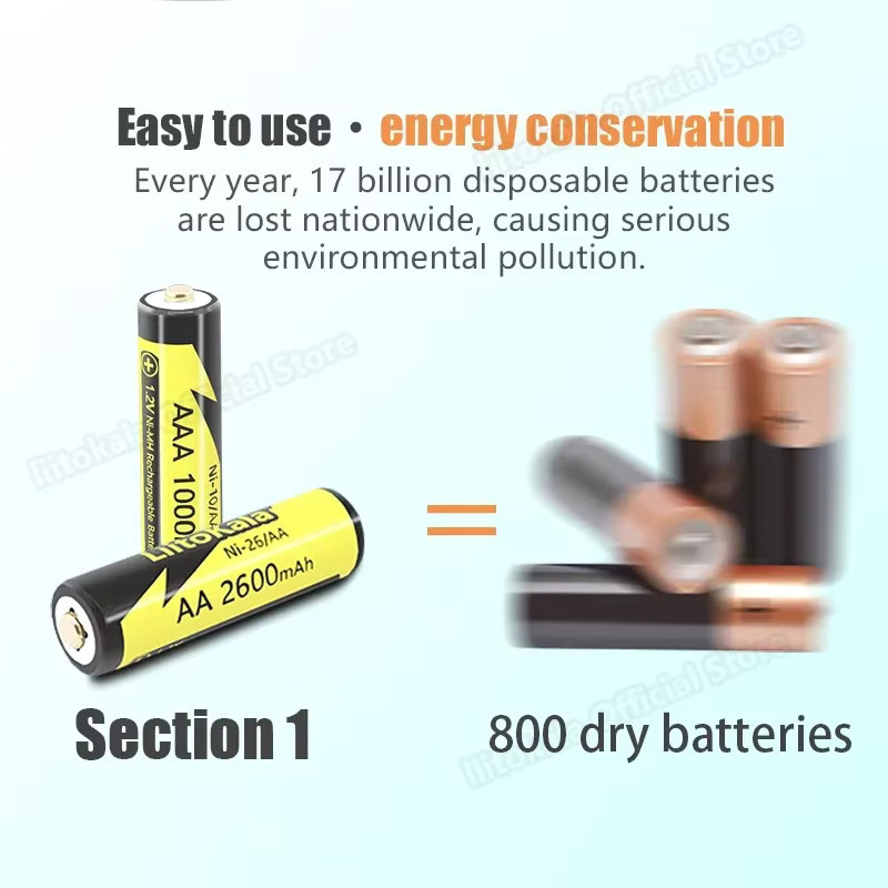 Liitokala Ni-MH AA Akku 1,2 V 2600 mAh, gelb - Bild 2