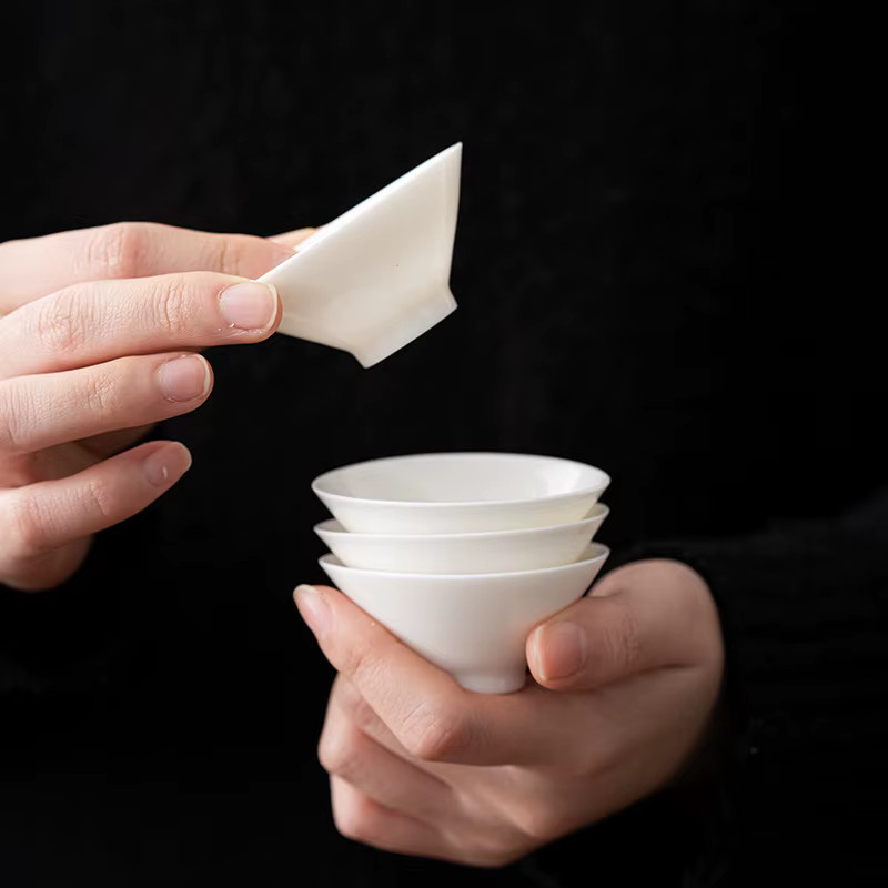 Handgemachte Dehua Teetasse aus weißem Porzellan in Jade-Optik für Kung Fu Teesets - Bild 2