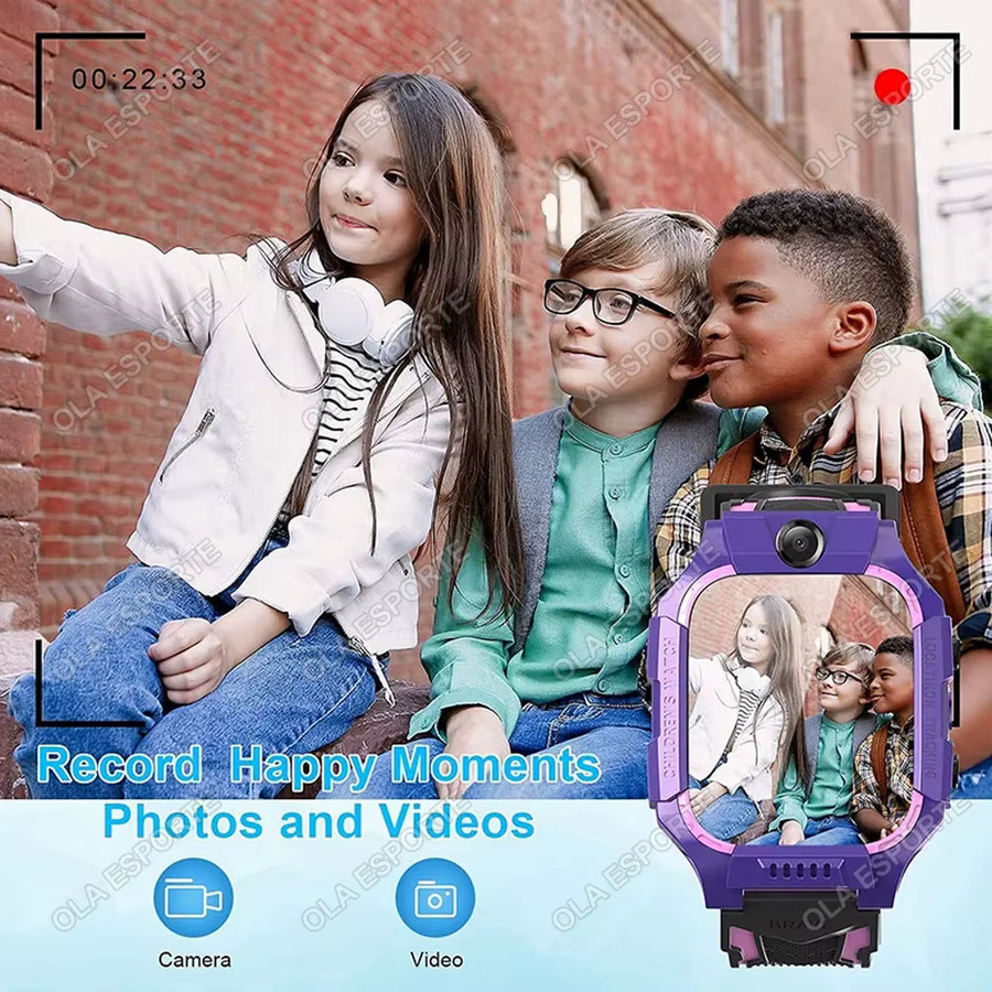 Ola Esporte Kinder-Smartwatch mit GPS-Ortung, SOS-Funktion und 2G-SIM-Anruffunktion, Kamera und IP67 wasserdicht, kompatibel mit iOS und Android - Bild 2