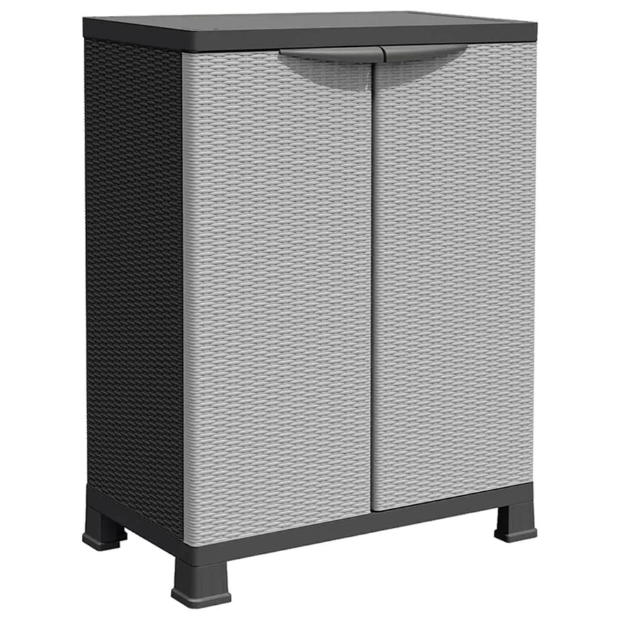 vidaXL Kunststoffschrank in Rattan-Design, Grau, B/T/H: 68 x 39 x 92 cm - Bild 2