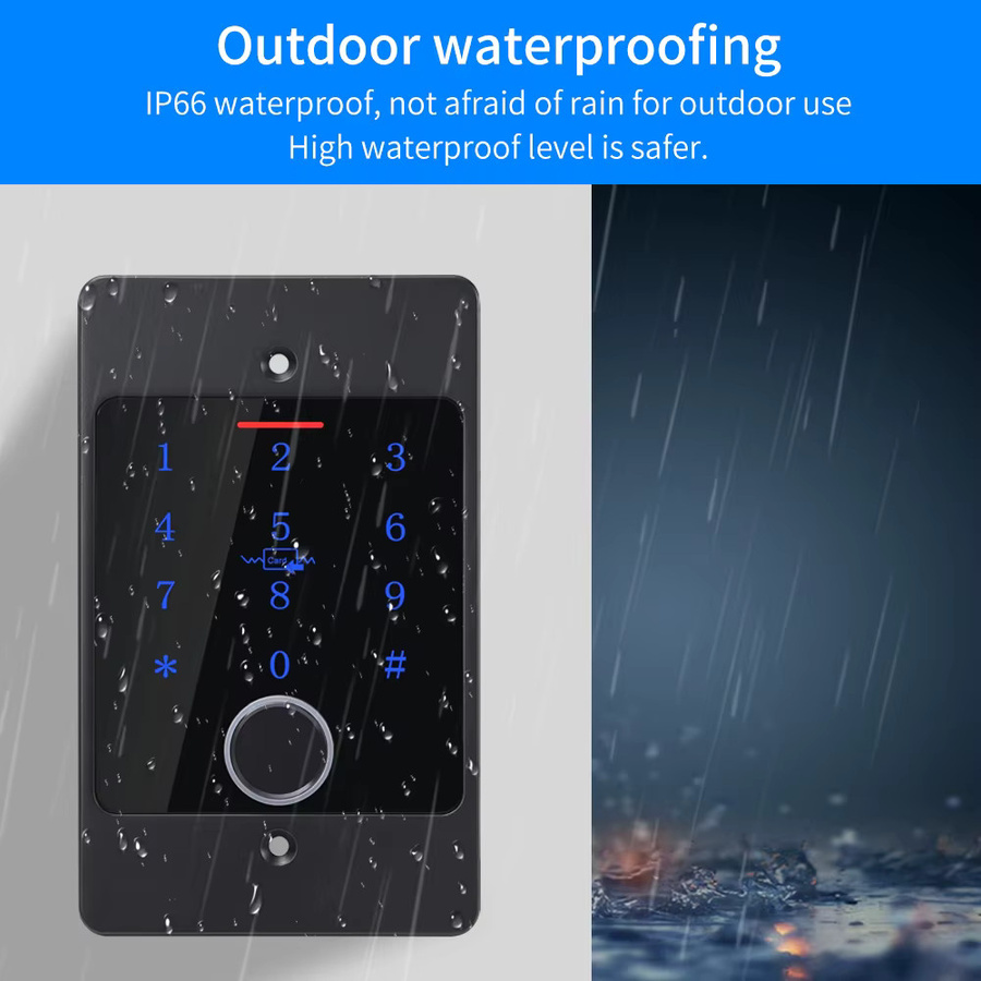 Asia-Teco WLAN Fingerabdruck-Türschloss mit Tuya-App-Unterstützung, wasserdichte Tastatur mit Hintergrundbeleuchtung, Farbe: Schwarz, B/T/H: 11,5 x 7,0 cm - Bild 2