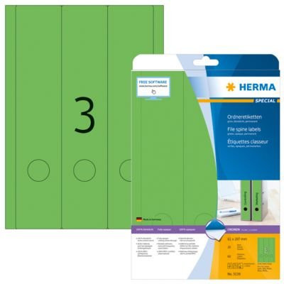 Herma Ordneretiketten A4, grün und weiß, 60 Stück, permanent haftend und bedruckbar - Bild 1
