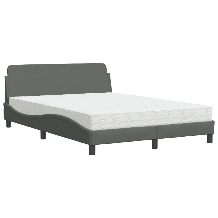 vidaXL Bett mit Matratze in Grau aus Stoff und Kiefernholz, B/T/H: 120 x 200 x 17 cm - Bild 2