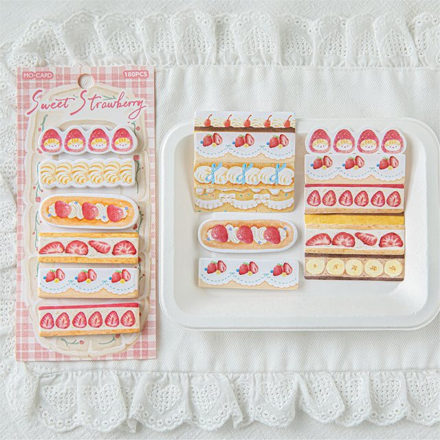 Dingding Cake Shop Serie Kawaii Kuchen Aufkleber Set, 180 Stück Kreative Index Aufkleber für Scrapbook und Briefpapier, Mehrfarbig - Bild 1