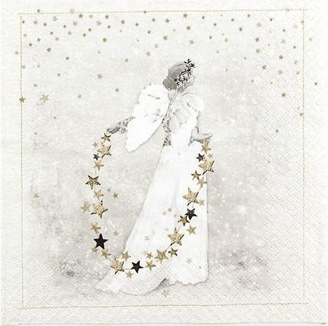 HOME FASHION Weihnachtliche Papier-Serviette Sternschnuppen in Weiß - Bild 1