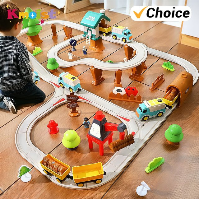 Kmoist Elektrisches Schienenauto DIY Stadtszene Puzzle Spielzeug für Jungen in Mehrfarbig - Bild 1