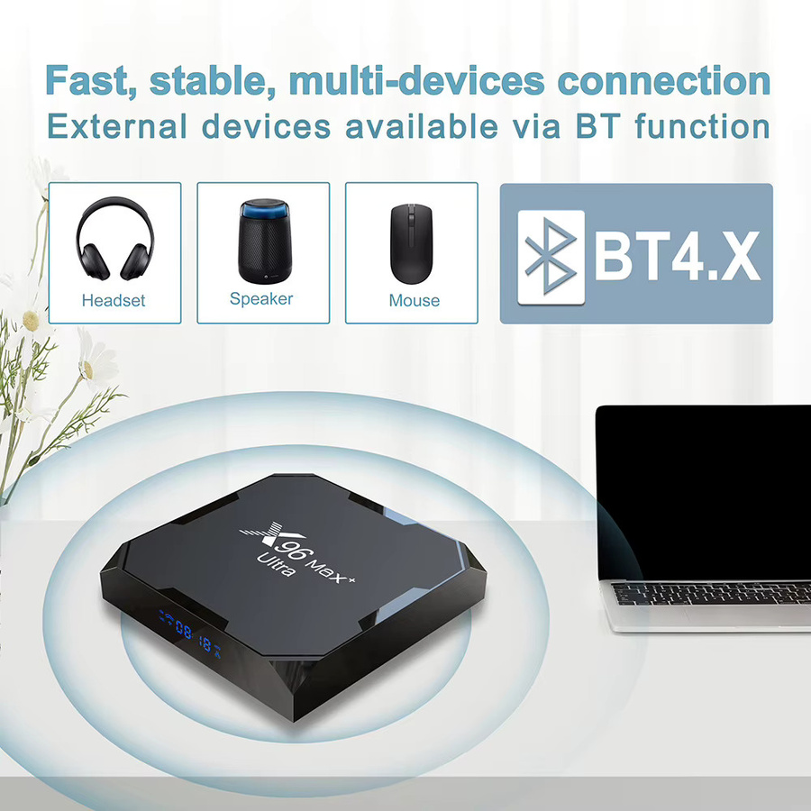 X96Max Plus Ultra Android 11 TV Box mit Amlogic S905X4 Prozessor, 8K Unterstützung, WLAN und Bluetooth, Farbe: Schwarz - Bild 5