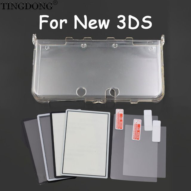 TingDong Reparaturset für Nintendo New 3DS mit transparenter Hartschale, oberer Bildschirmabdeckung und Displayschutzfolie in Schwarz - Bild 1