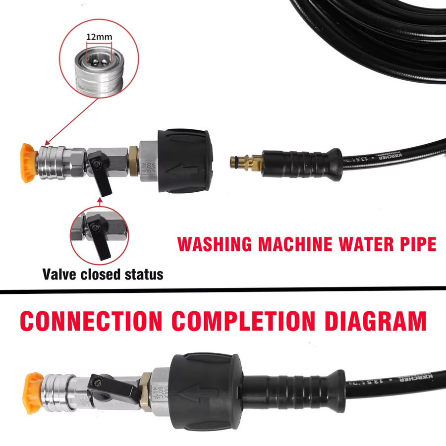 KAIKARAI 1/4 Schnellanschlussventilsteuerung für Hochdruckreiniger-Schläuche als Adapter für Karcher, Parkside, Nilfisk, Lavor, Bosch und Stihl - Bild 2