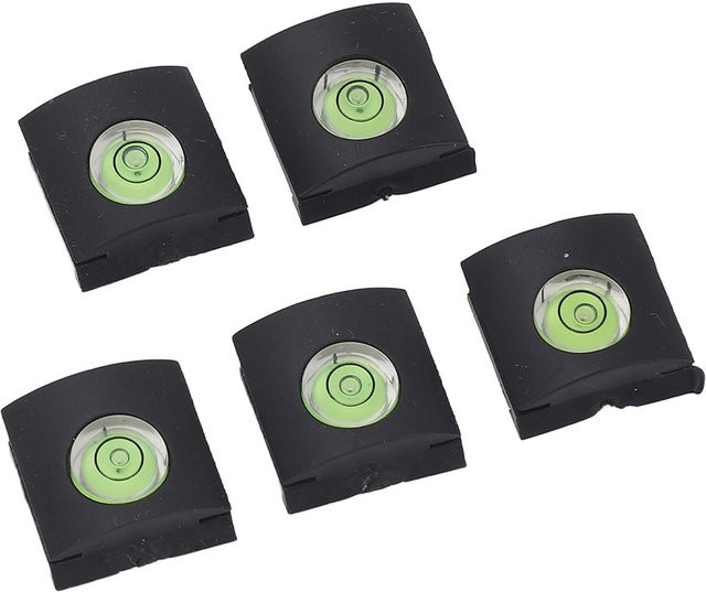 5er Set shoemst Kamera Blitzschuhabdeckung mit Wasserwaage in Schwarz für Nikon, Pentax und Fujifilm, staubdichte Blitzschuhkappe für DSLR-Kameras - Bild 1