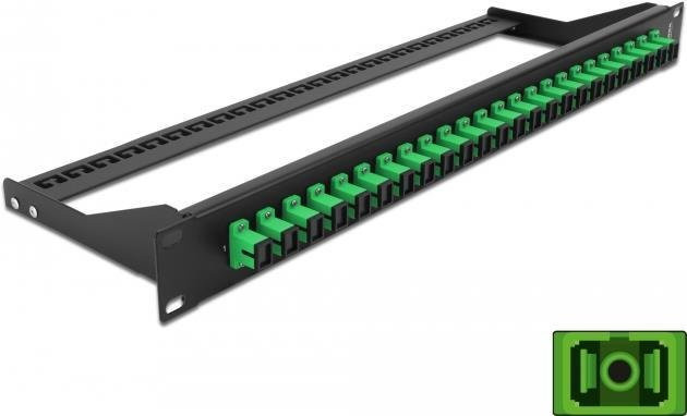Delock LWL-Patchpanel 24 Port SC SM X 24, Rack montierbar, Schwarz-Grün, 1 HE, Breite: 48,3 cm - Bild 1
