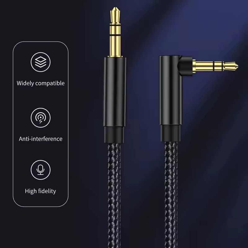 OUIO AUX-Audiokabel mit 3,5 mm Klinkenstecker und 90-Grad-Winkel in Schwarz - Bild 4