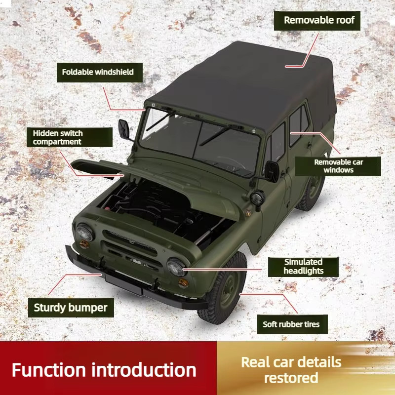 WPL C94 UAZ-469 4WD RC Rock Crawler, 1:12, LED-Beleuchtung, Allrad-Geländefahrzeug, RTR - Bild 3