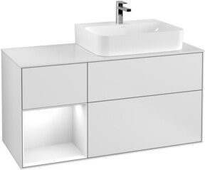 Villeroy & Boch Finion Waschtischunterschrank mit Abdeckplatte und Regalfach in Weiß lackiert, Breite: 120 cm, Tiefe: 50,1 cm, Höhe: 50,1 cm - Bild 1
