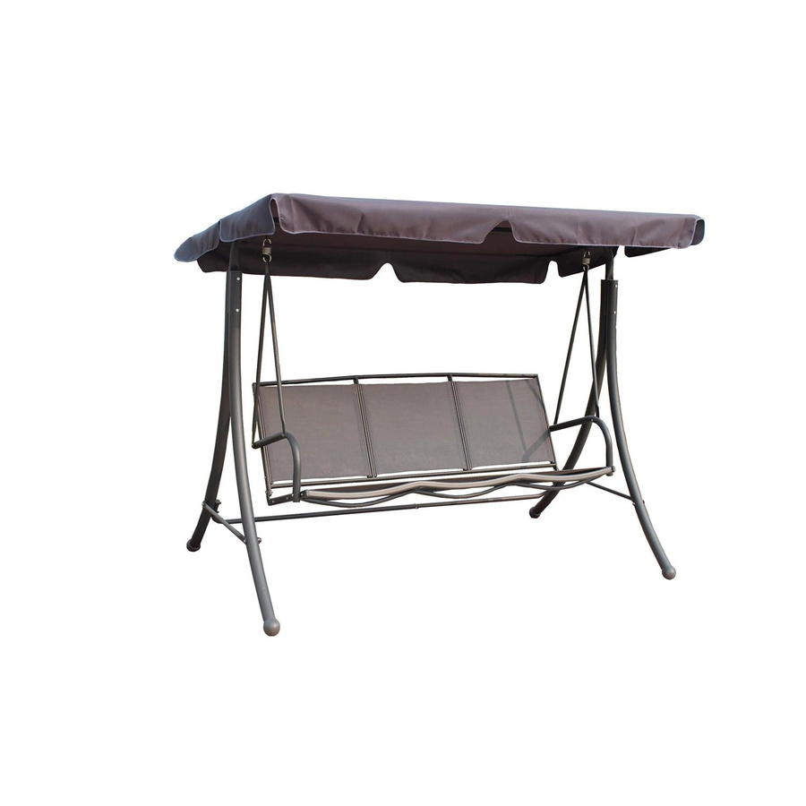 DELUKE Hollywoodschaukel BIRGIT Gartenschaukel mit Sonnendach und Kissen in Schwarz und Grau aus Stahl und UV-beständigem Polyester - Bild 2