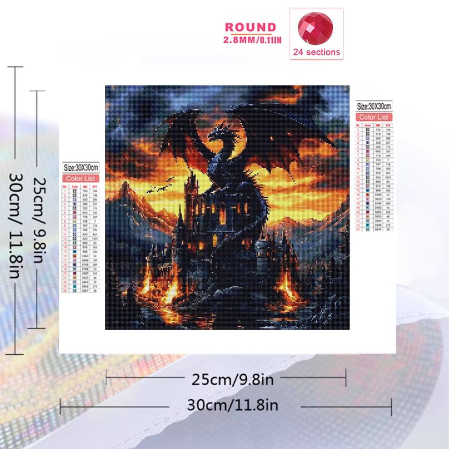 Momoart DIY Diamantmalerei Dinosaurier Drachen als Acryl Wandkunst Set B/H: 20 x 20 cm - Bild 2