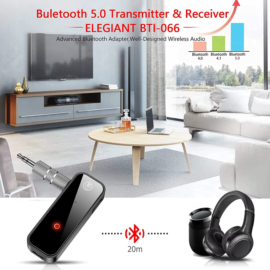 Korseed Bluetooth 5.0 Audio-Empfänger und -Sender in Schwarz mit 3,5 mm Klinkenanschluss für TV, PC und Auto - Bild 3