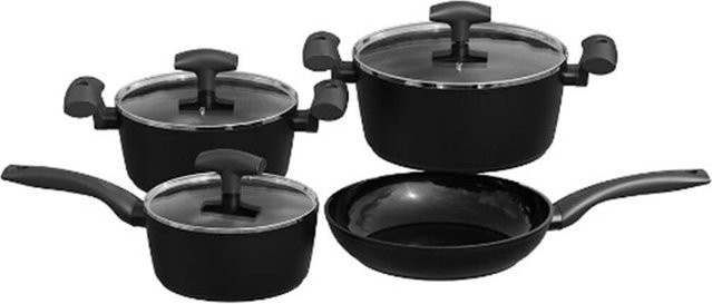 Michelino 7-teiliges Kochgeschirr-Set aus Aluminium mit Keramik-Antihaftbeschichtung in Schwarz, Durchmesser: 16 cm - Bild 1
