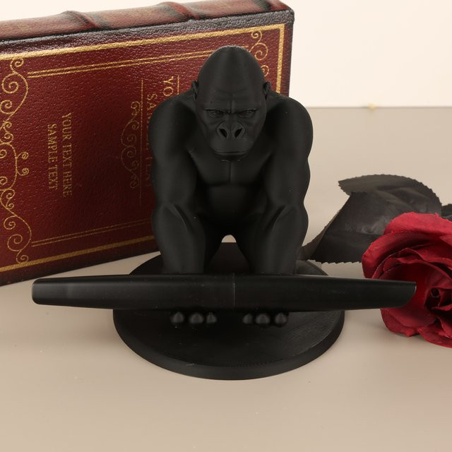 Gorilla-Telefonständer in mattem Schwarz mit lustigem 3D-Design für deinen Schreibtisch - Bild 1