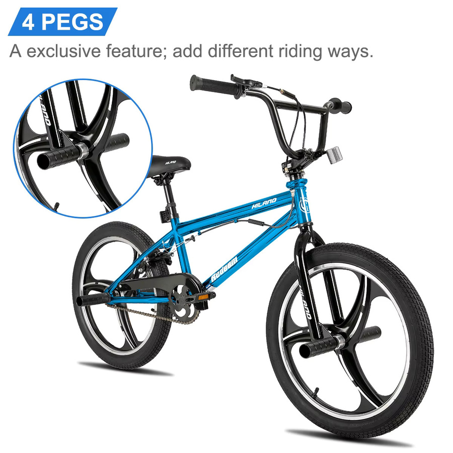 Hiland BMX-Fahrrad, 20-Zoll, Freestyle, mit 360-Grad-Rotor, 4 Pegs - Bild 5