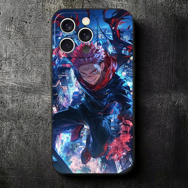Mart84 Anime Itadori Yuji Jujutsu Kaisen Weiche Handyhülle für iPhone 16 15 14 13 12 11 7 Pro Max Plus Mini in Schwarz und Multicolour - Bild 1