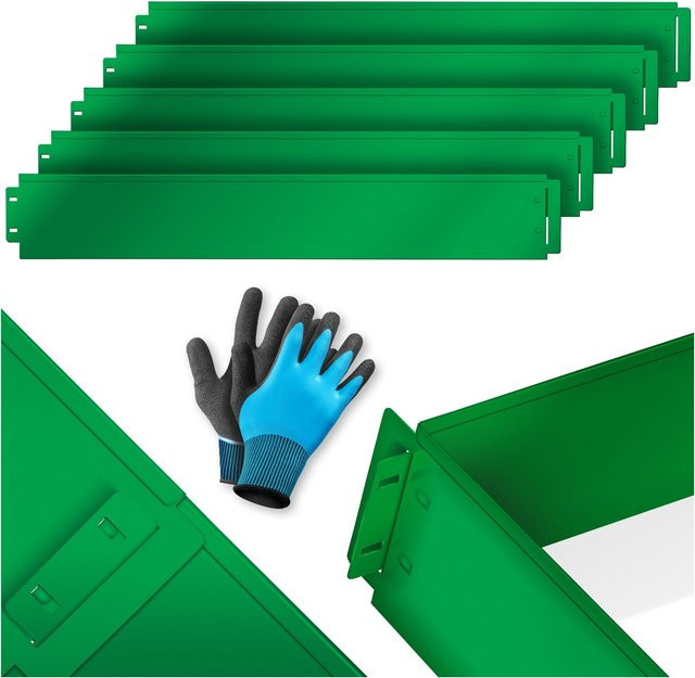 KESSER Rasenkante Beeteinfassung als Beetumrandung und Mähkante aus Metall im Palisaden-Design inklusive Handschuhen - Bild 1