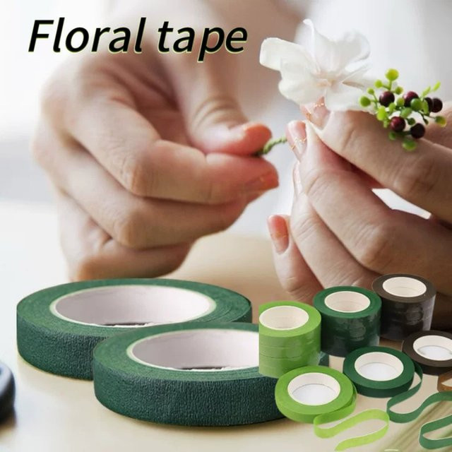 Floriculture DIY-Blumendekoration Set mit selbstklebendem Blumenstrauß, Papierbändern und Geschenkband in Grün für Hochzeiten und Partys - Bild 1