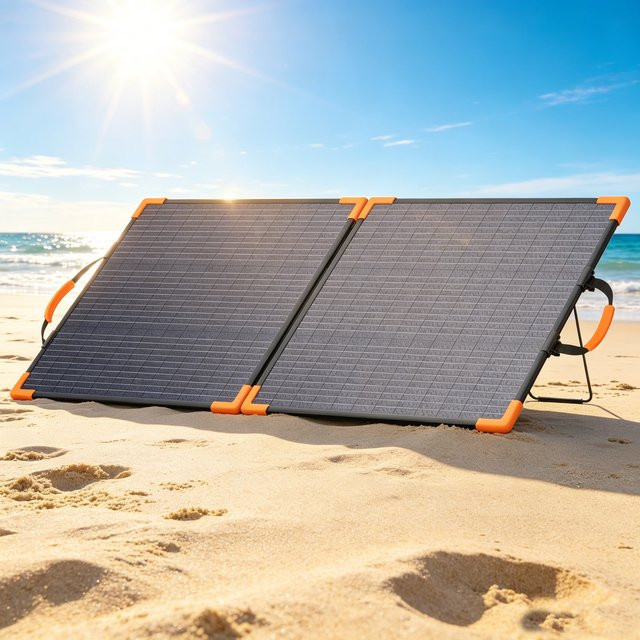 MHPOWOS 100W Bifaziales Solarpanel in Schwarz, faltbares Solarladegerät mit 20V für Powerstation, Wohnmobil und Camping - Bild 1