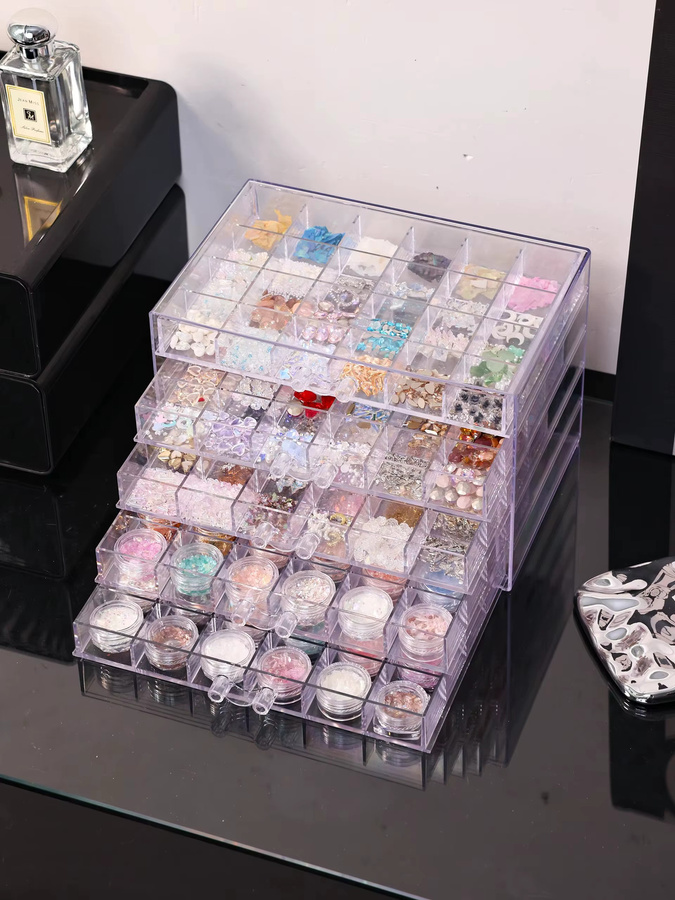 Multifunktionale Acryl Aufbewahrungsbox in Transparent für Schmuck, Perlen und Dekorationen, stapelbarer Organizer im Schubladen-Stil - Bild 6