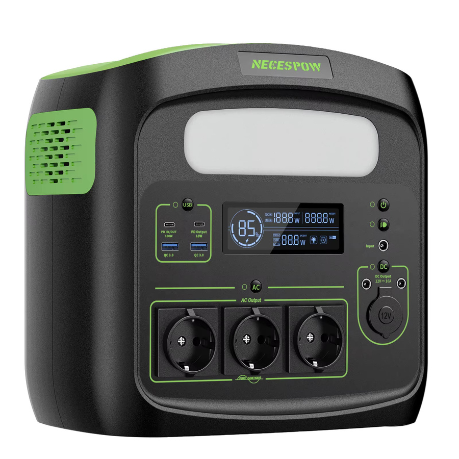 Tragbare Powerstation NECESPOW N7576 in Schwarz mit 483,84Wh, 700W Dauerleistung, 1400W Spitzenleistung, 230V Ausgang und PD100W USB-C Schnellladung - Bild 8