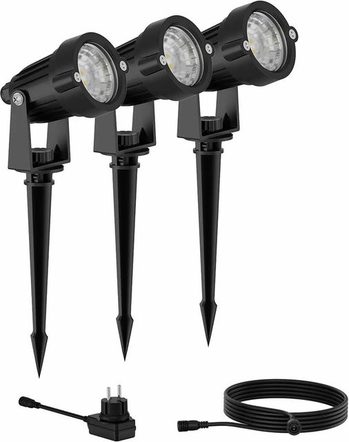 Philips Caper LED Outdoor-Spots 3er-Set Schwarz Niedervolt 24 V 1,5 W 2.700 K Warmweiß für Garten und Außenbereich - Bild 1
