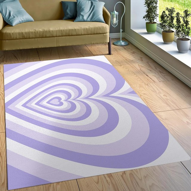 Wucifang Moderner Abstrakt Teppich mit Herz-Design in Lila und Bunt, Weiche Bodenmatte für Wohnzimmer und Schlafzimmer, B/B: 50 x 80 cm - Bild 1