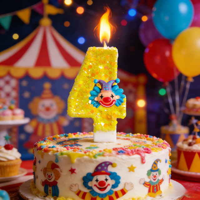 Disney Clown-Zirkus Motiv Kerzen in bunten Farben als Tortendekoration für Kindergeburtstage und Babypartys - Bild 1